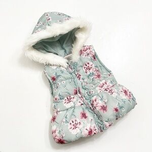 Little Lass baby girls floral puffer vest